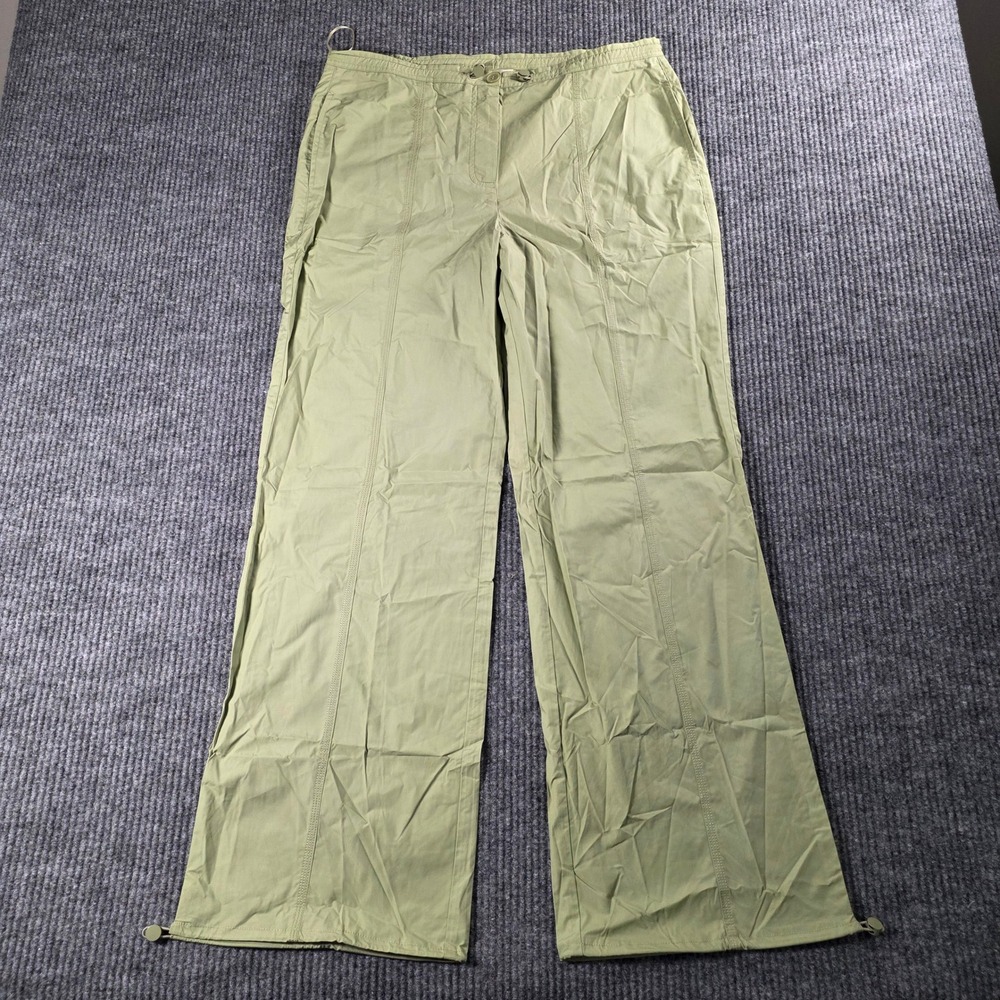 Entro Women Sage Green Wide Leg Utility Cargo Pants Adjustable Hem Size S NWT